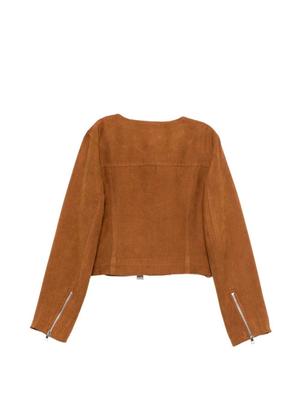 Ermanno Scervino Junior brown jacket for girls with floral embroidery