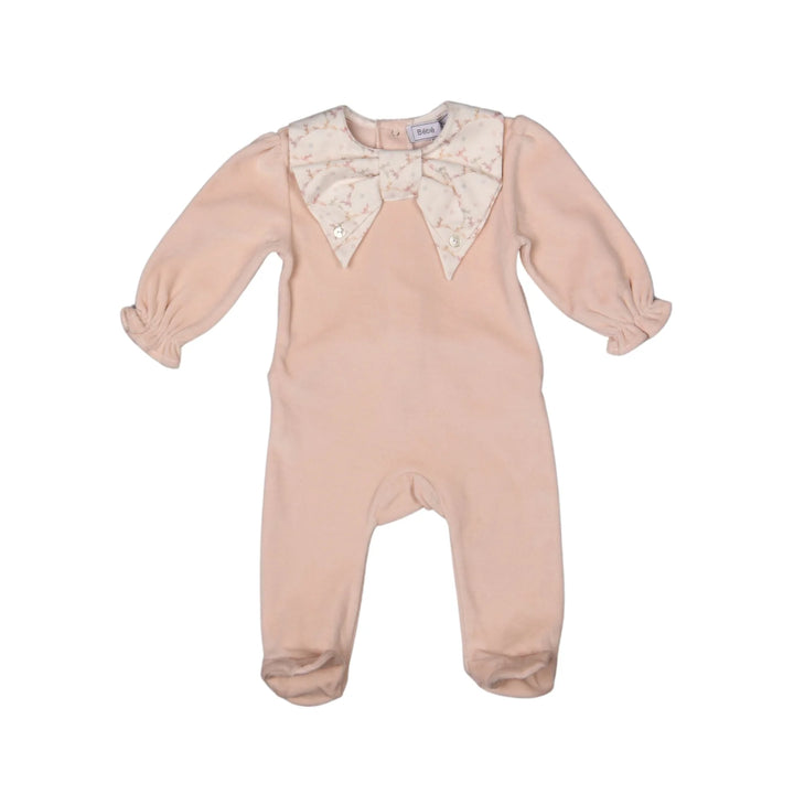 Bebe sweeny JADE Girls Pink Cotton Velour Babygrow