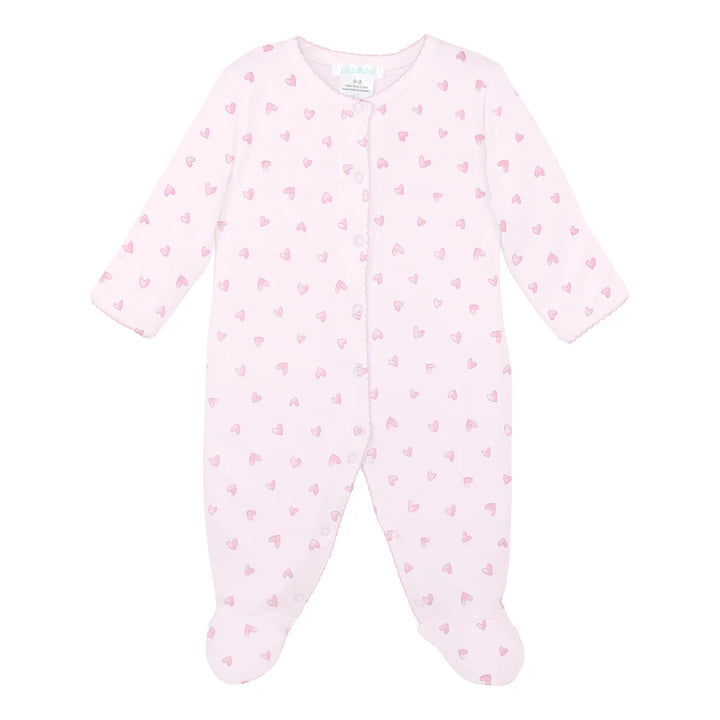 LYDA BABY Festive Hearts Pink Printed Footie | Baby Girl