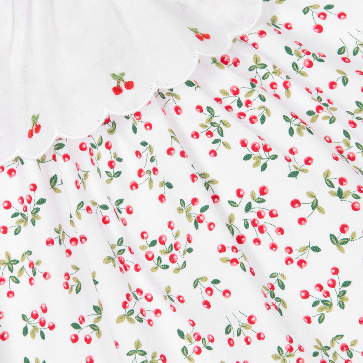 Pureté Girls White Cotton Cherry Dress