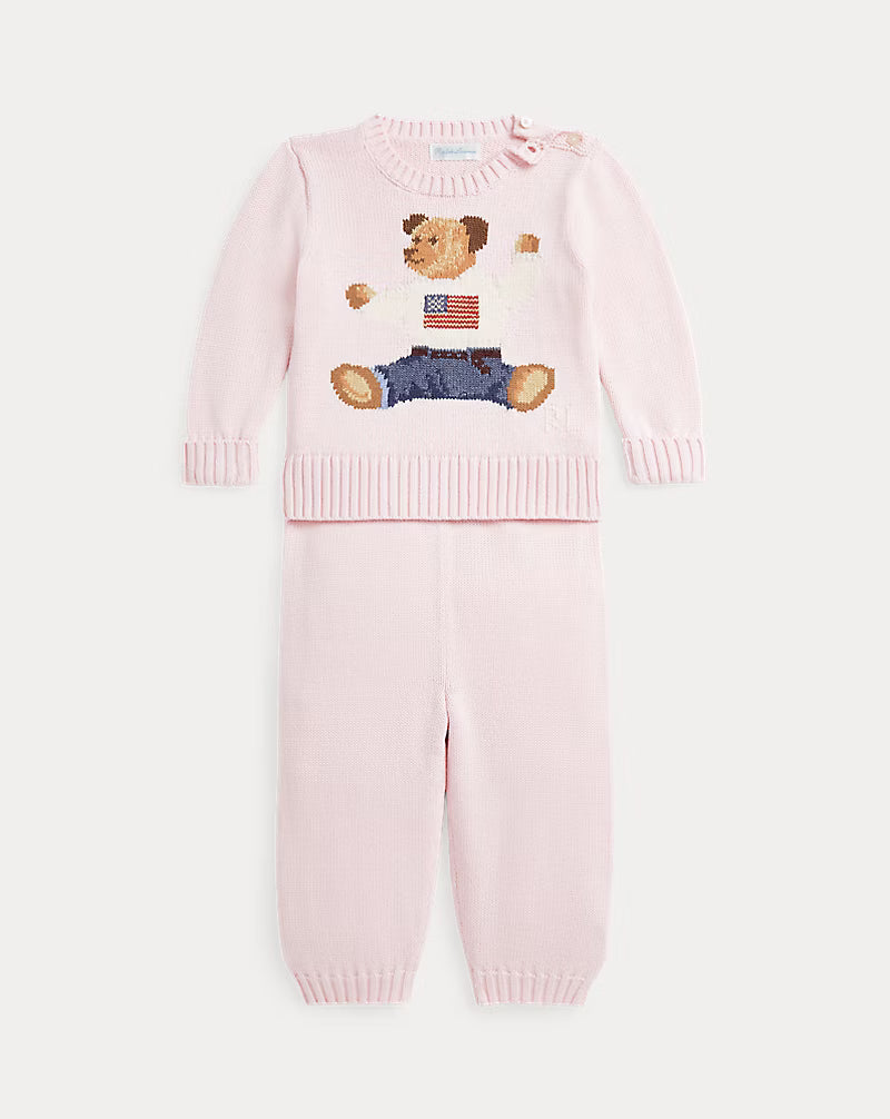 RALPH LAUREN BABY Polo Bear Cotton Sweater & Pant