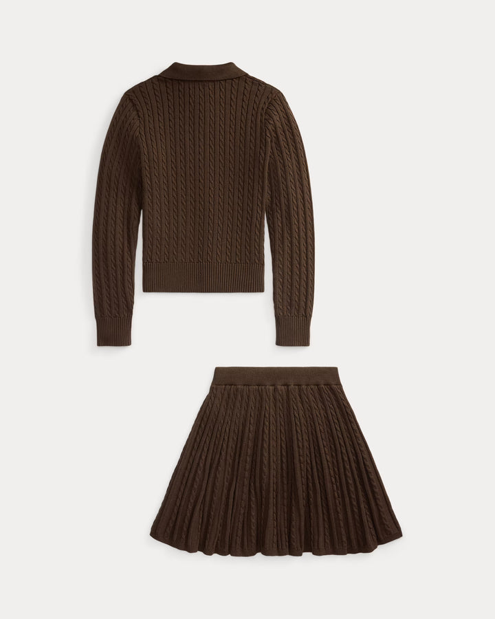 RALPH LAUREN Cotton Polo Cardigan & Skirt Set