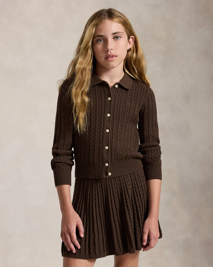 RALPH LAUREN Cotton Polo Cardigan & Skirt Set
