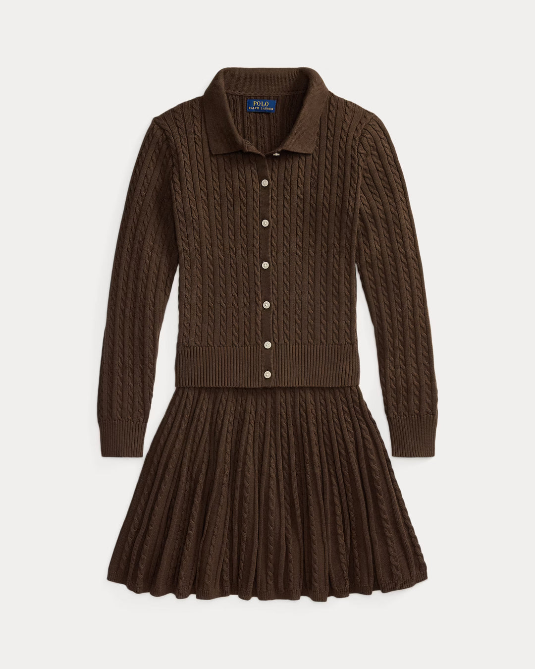 RALPH LAUREN Cotton Polo Cardigan & Skirt Set