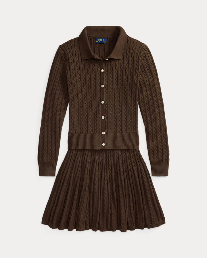 RALPH LAUREN Cotton Polo Cardigan & Skirt Set