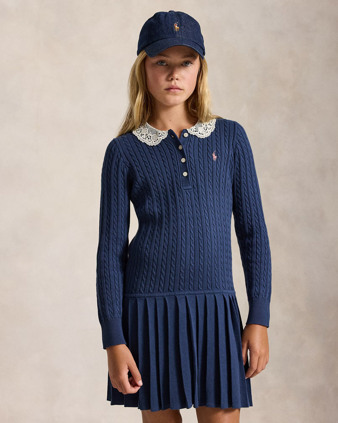 RALPH LAUREN Mini-Cable Cotton Polo Dress