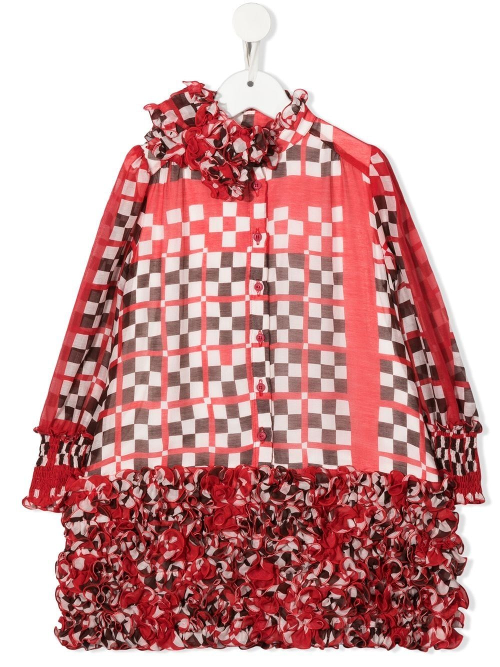 MIMISOL CHECKERED VOILE DRESS IN RED